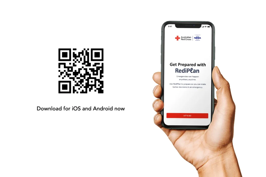 QR Code to download the Australia Red Crosses 'Get Prepared' App. Available for iOS and Android.
